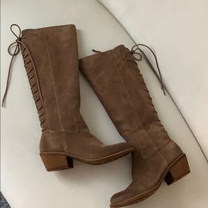 Western suede leather tie up boots (sharnell heel)